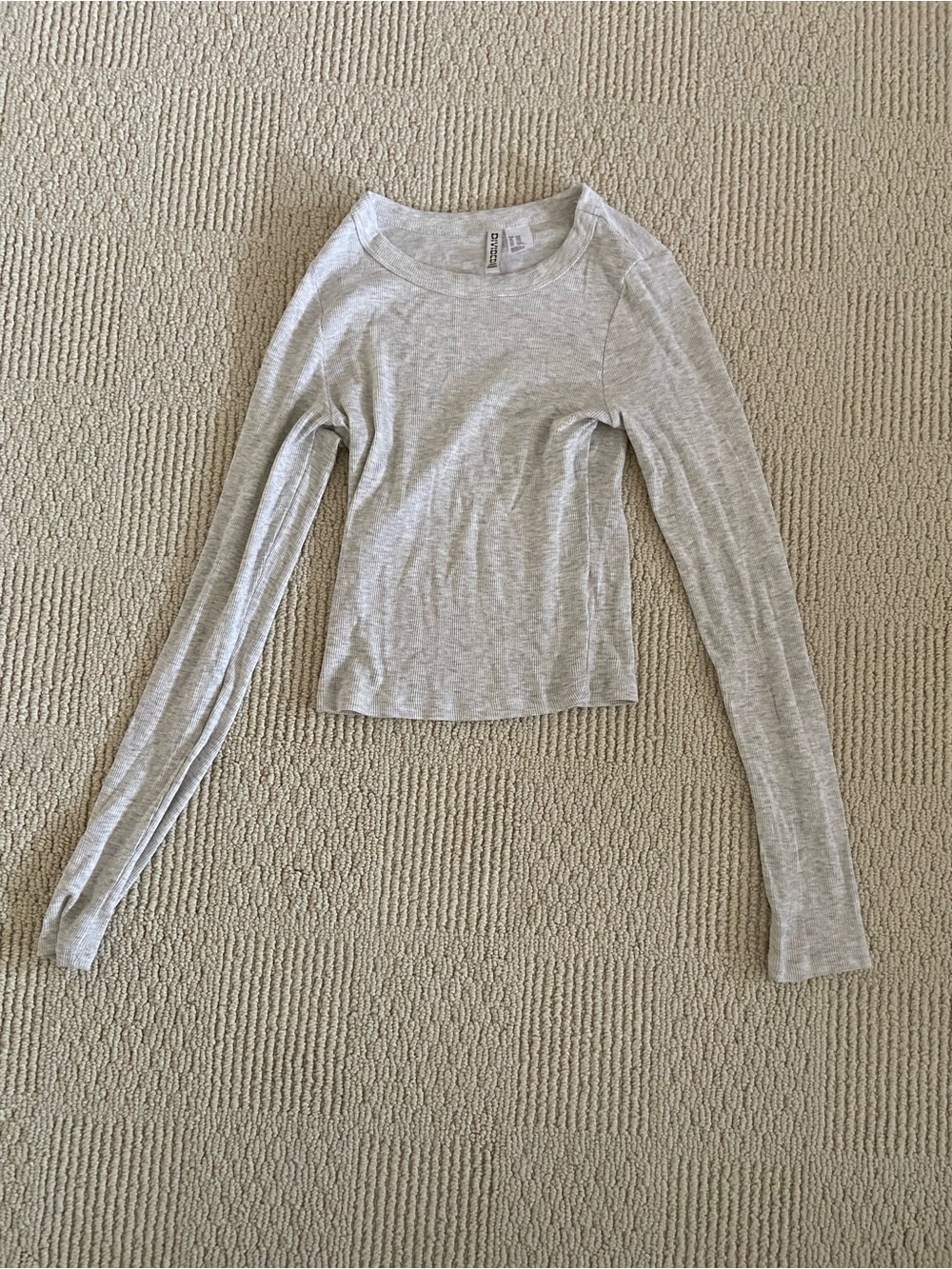 H&M Light Gray Long-Sleeve Scoop Neck Women's Top